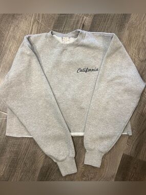 Brandy Melville Gray "California" Cropped Crewneck Sweatshirt